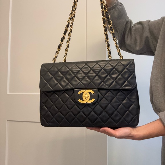 Vintage Chanel Single Flap lambskin maxi gold plated hardware - Picture 3 of 5